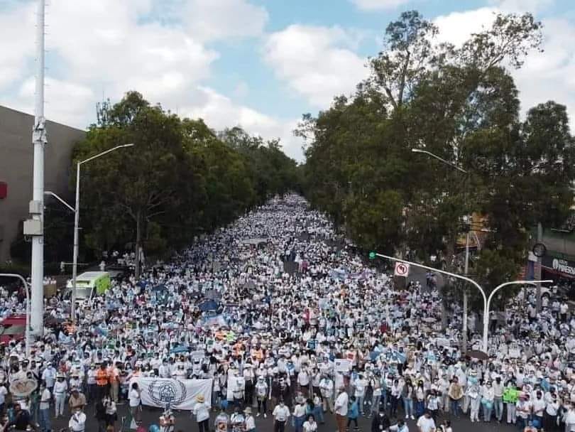 Manifestantes a favor de la vida en la Ciudad de Guadalajara.