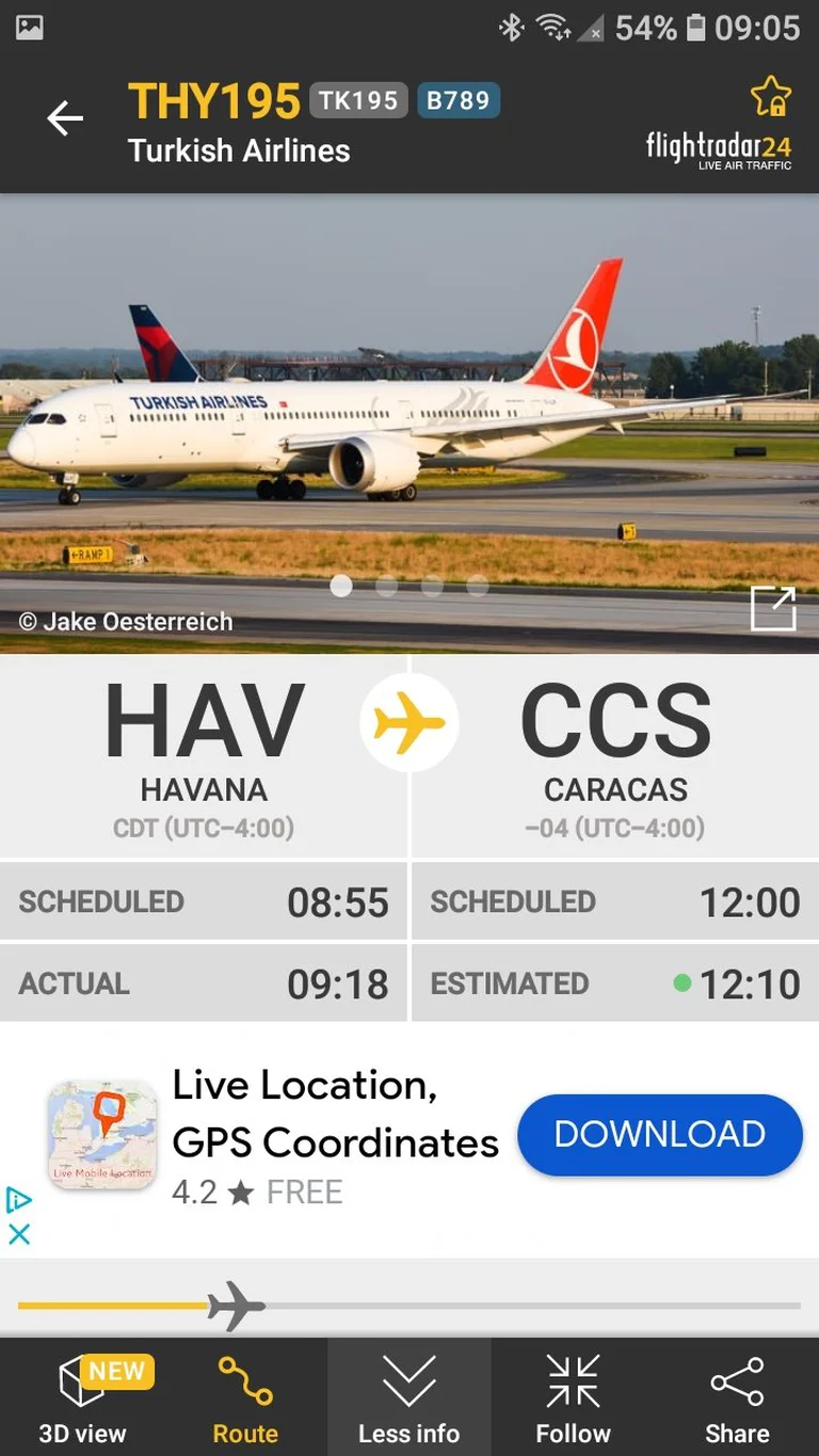 Vuelos no programados desde la Habana a Caracas. Foto Infobae.